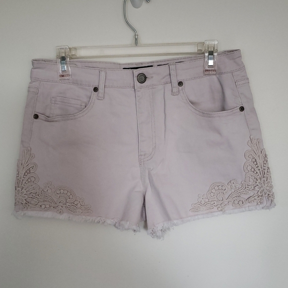 Aeropostale Shorts Womens 10 High Waisted Embroidered Beige - Picture 1 of 8